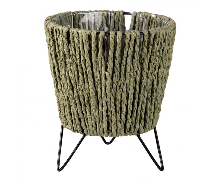 Pletený obal Bambo na kovových nohách na květiny - Ø 11*18 cm Clayre & Eef
