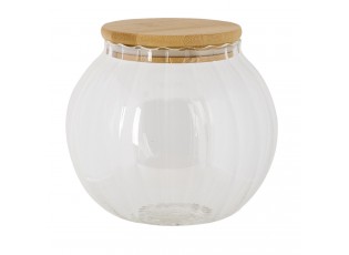 Skleněná baňatá dóza s víkem L - Ø 13*14 cm