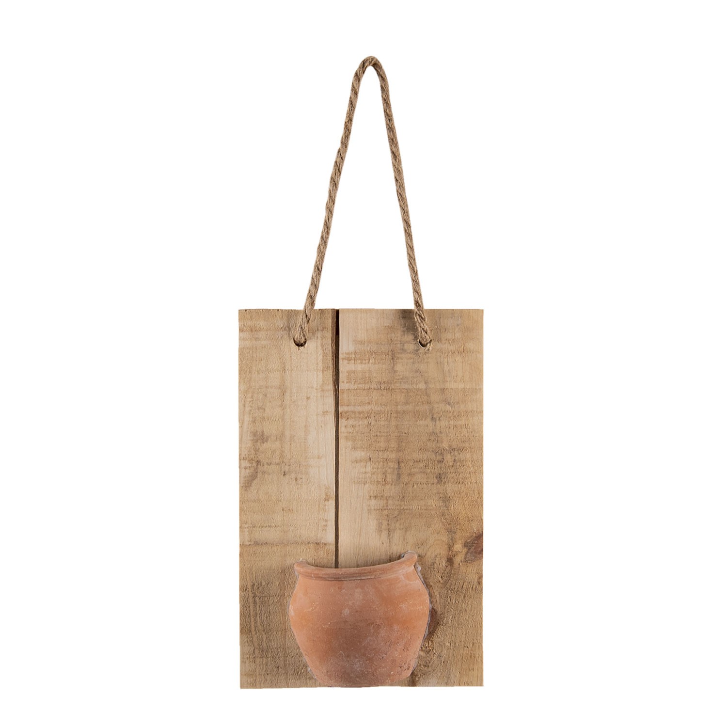 Závěsná dekorativní dřevěná deska s hnědým hrnečkem - 18*11*28 cm
