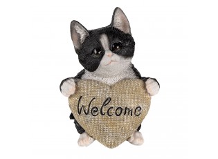 Dekorativní soška koťátka se srdcem Welcome - 12*9*15 cm