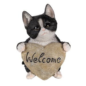 Dekorativní soška koťátka se srdcem Welcome - 12*9*15 cm
