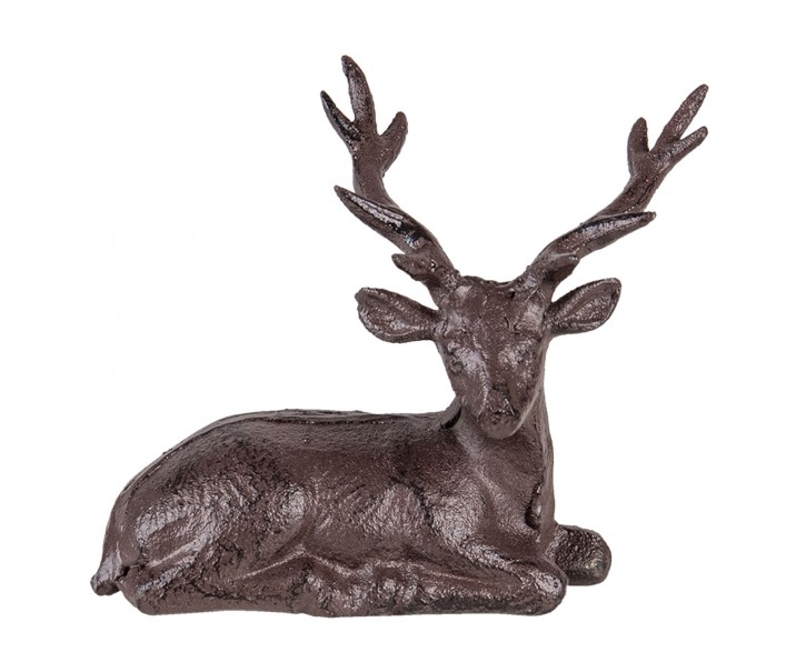 Hnědo černá kovová dekorativní soška jelena - 15*9*15 cm Clayre & Eef
