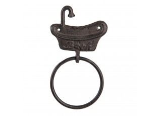 Hnědo černý litinový nástěnný kruhový háček Bath - 12*2*22 cm
