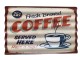 Nástěnná kovová vlnkatá cedule Coffee - 59*39 cm 