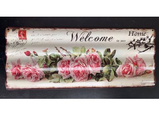 Nástěnná kovová vlnkatá cedule Welcome - 59*24 cm