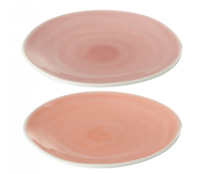 Sada 2ks korálový a růžový malý talířek - Ø 15*2 cm J-Line by Jolipa