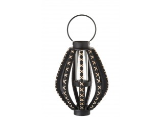 Černá dřevěná lucerna Reed black - Ø 33*45 cm