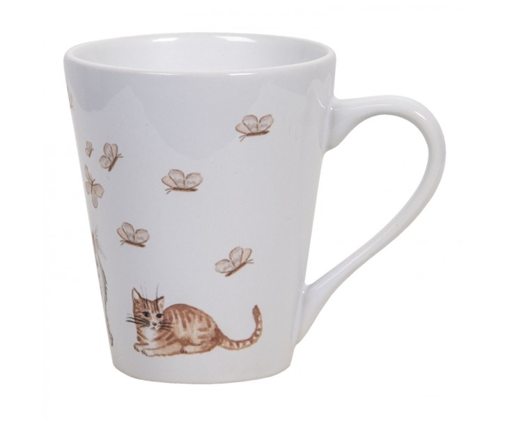 Hrneček s kočičkou a motýlky - Ø 9*10 cm / 300 ml Clayre & Eef