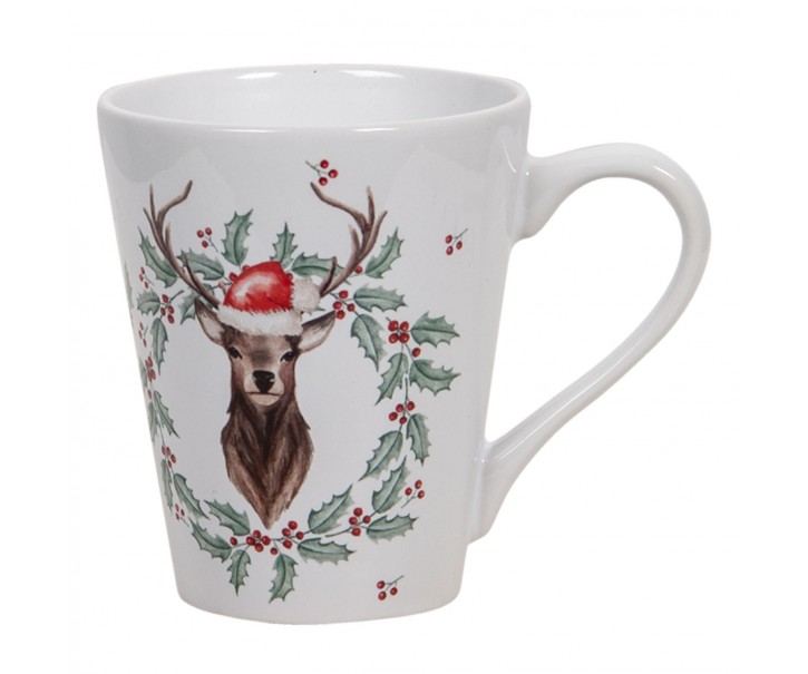 Vánoční hrneček s jelenem - Ø 9*10 cm / 300 ml Clayre & Eef