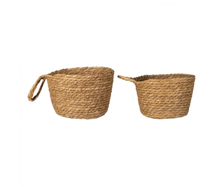 2 ks pletených dekorativních košíků Amar s uchem - Ø 24*15 / Ø 21*14 cm Clayre & Eef
