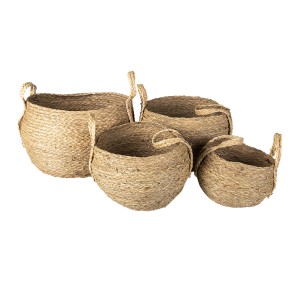 4 ks pletených košíků Elaina s uchy - Ø 30*23/32/ Ø 27*21/30/ Ø 23*18/26/ Ø 18*15/23 cm