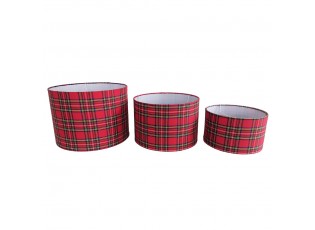 3 ks stínidla červeno zelená Tartan (25,30,35 cm) - 35*35*h25/ 30*30*h20/ 25*25*h15cm