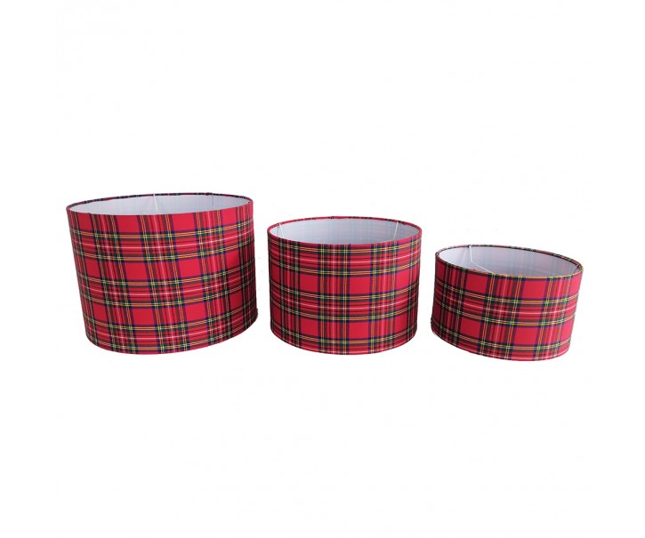3 ks stínidla červeno zelená Tartan (25,30,35 cm) - 35*35*h25/ 30*30*h20/ 25*25*h15cm Mars & More 