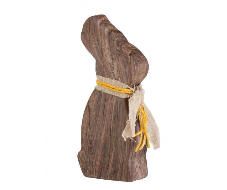 Hnědá dekorace králík v dekoru dřeva - 10*5*22 cm J-Line by Jolipa