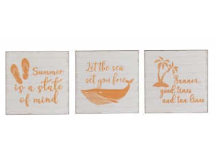 Set 3ks nástěnných dekoračních cedulí Summer - 25*25*1 cm