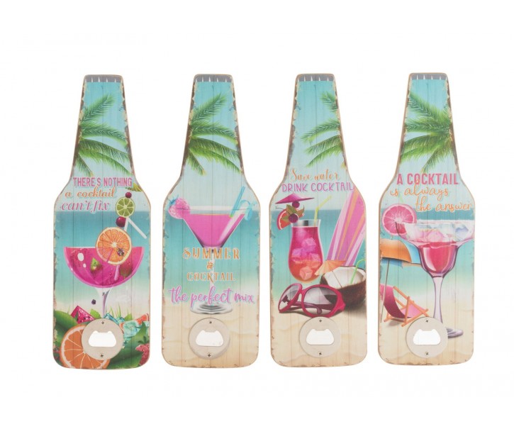 Set 4ks nástěnných otvíráků Coctail - 10*30*1 cm J-Line by Jolipa