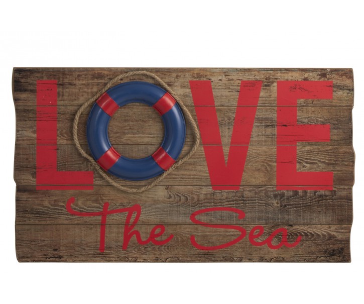 Dřevěná nástěnná 3D cedule Love the Sea - 70*40*5cm J-Line by Jolipa