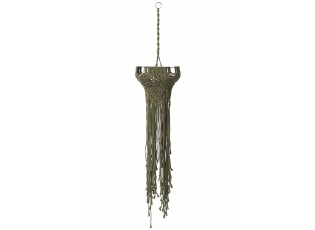 Zelené závěsné stínidlo s provázky Macrame - Ø 25*97 cm / E27