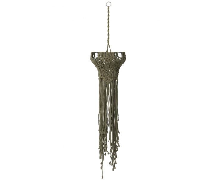 Zelené závěsné stínidlo s provázky Macrame - Ø 25*97 cm / E27 J-Line by Jolipa