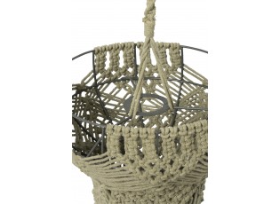 Zelené závěsné stínidlo s provázky Macrame - Ø 25*97 cm / E27