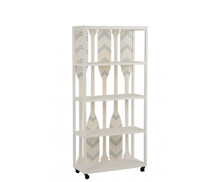 Bílý dřevěný policový regál s pádly Paddles - 80*35*172 cm J-Line by Jolipa