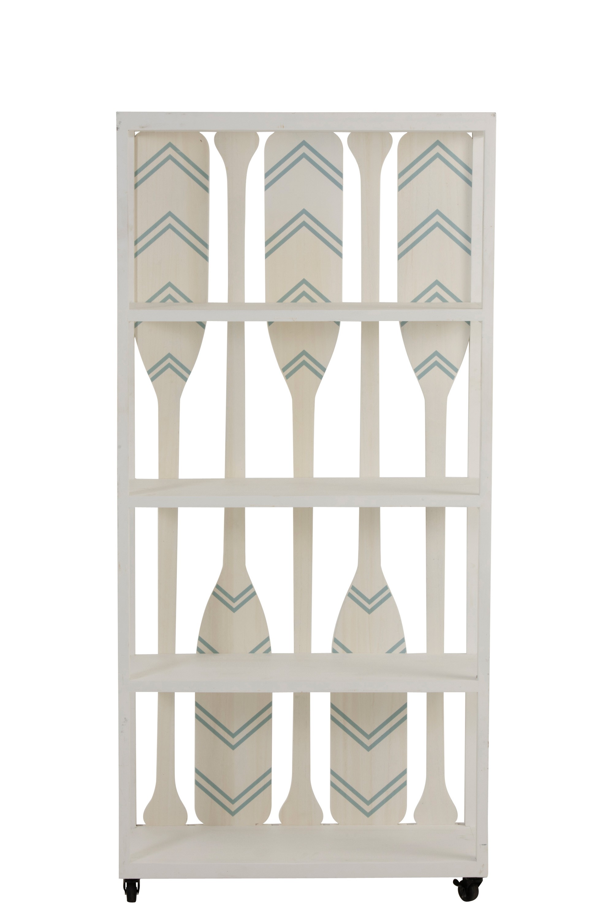 Bílý dřevěný policový regál s pádly Paddles - 80*35*172 cm J-Line by Jolipa Bílý dřevěný policový regál s pádly Paddles - 80*35*172 cm J-Line by Jolipa