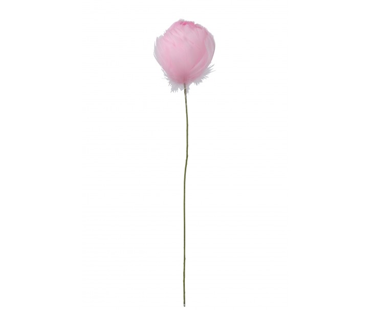Dekorace růžová květina tulipán z peříček - Ø12*38cm J-Line by Jolipa