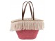 Růžová plážová taška/ košík s třásněmi Beach tassel - 48*18*30cm J-Line by Jolipa