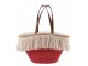 Růžová plážová taška/ košík s třásněmi Beach tassel - 48*18*30cm J-Line by Jolipa