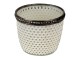 Bílý skleněný svícen White se zdobeným lemem - Ø 7*6 cm Clayre & Eef