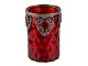 Červený skleněný zdobený svícen Rot - Ø 9*14 cm Clayre & Eef