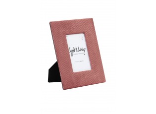 Růžový sametový fotorámeček Doutzen - 19*24 cm (10*15 cm) (10*15 cm)