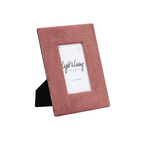 Růžový sametový fotorámeček Doutzen - 19*24 cm (10*15 cm) (10*15 cm)