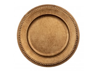 Zlato-hnědý plastový talíř s dekorem - Ø 33*2 cm