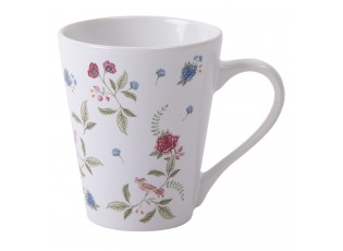 Bílý hrneček s potiskem květin Bloom Like Wildflowers - Ø 9*10 cm / 300 ml