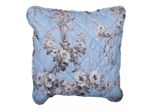 Modrý vintage povlak na polštář s květinami - 40*40 cm