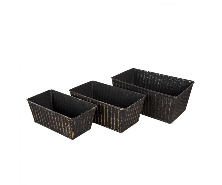 Kovové dekorativní truhlíky na květiny s patinou - 26*17*12 / 23*14*10 / 21*11*9 cm Clayre & Eef