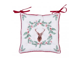 Podsedák na židli s výplní Holly Christmas s jelenem - 40*40 cm