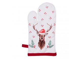 Kuchyňská bavlněná chňapka Holly Christmas s jelenem - 12*21 cm