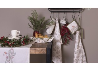 Textilní košík na pečivo Vintage Green Pine - 35*35*8 cm