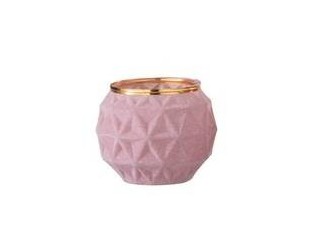 Sametově růžový skleněný svícen Velours Boule - 7*8 cm