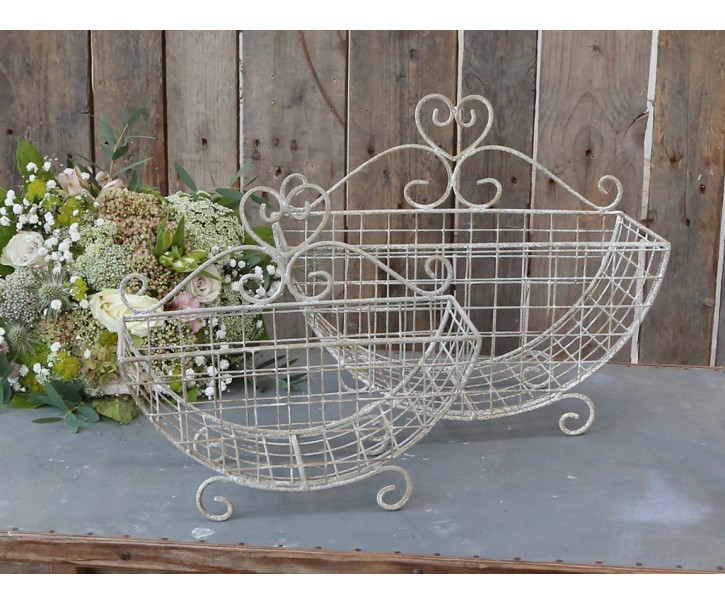 Set 2ks šedých kovových košů s patinou - 34*15*29 cm Chic Antique