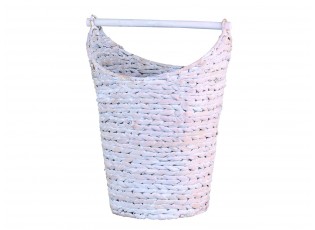 Bílý košík na toaletní papír z vodního hyacintu - Ø30*40 cm