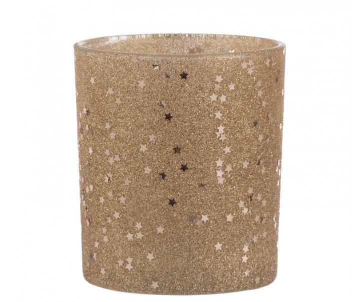 Zlatý skleněný vánoční svícen Baubles stars – Ø 9*10 cm J-Line by Jolipa