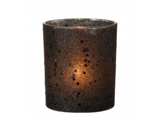 Černý skleněný svícen Baubles stars black – Ø 9*10 cm