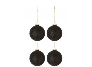 4ks černé vánoční koule Baubles stars black – Ø 10cm