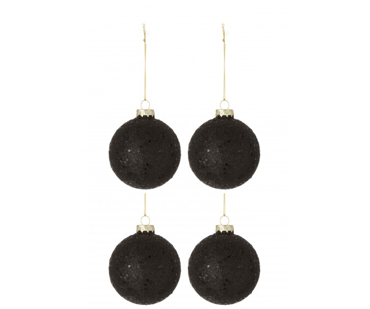 4ks černé vánoční koule Baubles stars black – Ø 10cm J-Line by Jolipa