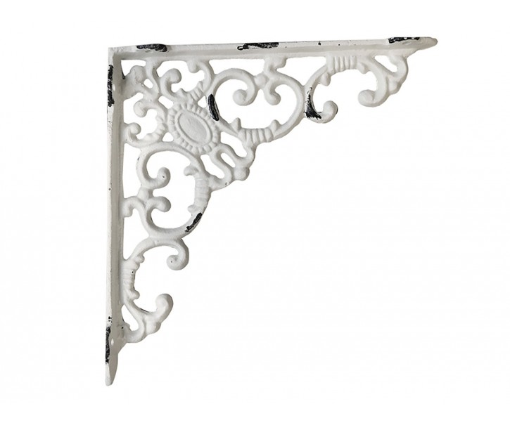 Krémová litinová konzole s ornamentem -20*19 cm Chic Antique