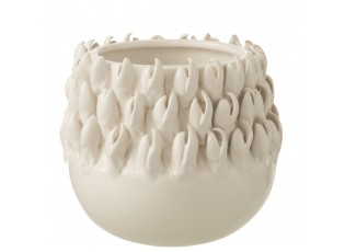 Krémový keramický obal na květináč Ibiza white - Ø 15*14cm