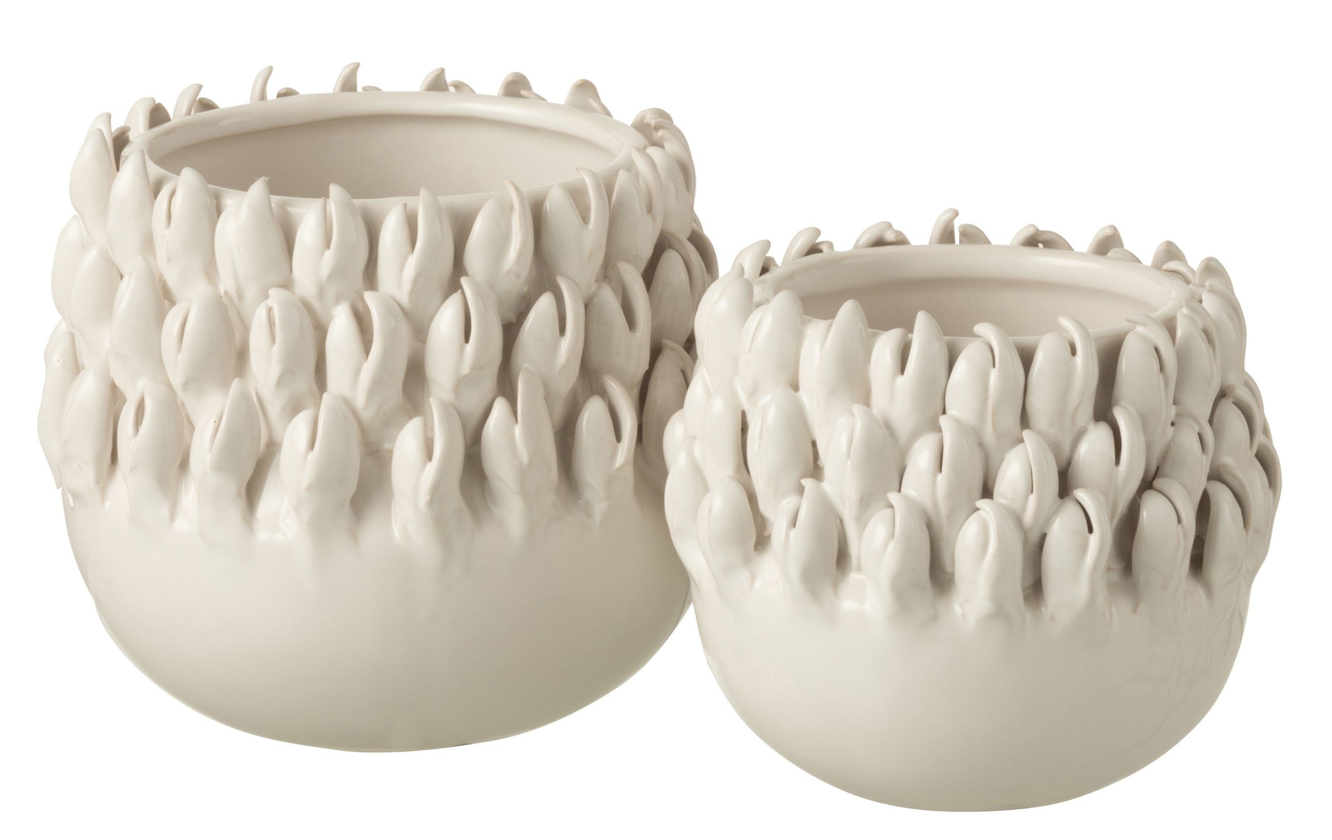 Krémový keramický obal na květináč Ibiza white - Ø 15*14cm J-Line by Jolipa Krémový keramický obal na květináč Ibiza white - Ø 15*14cm J-Line by Jolipa